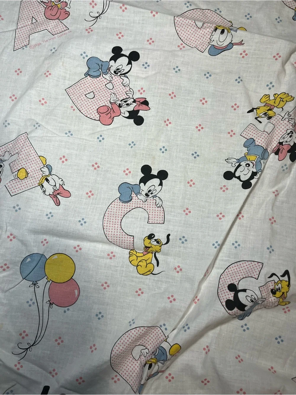 Vintage Dundee 1984 Disney ABC’s Block Crib Fitted Sheet Mickey Minnie Mouse